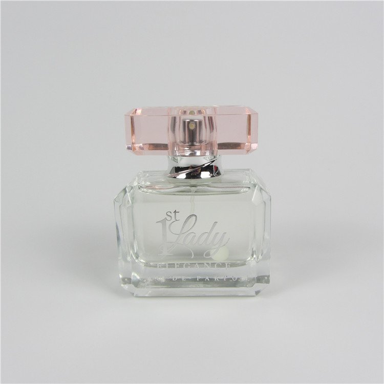 High quality pink female perfume glass bottle with pink surlyn cap