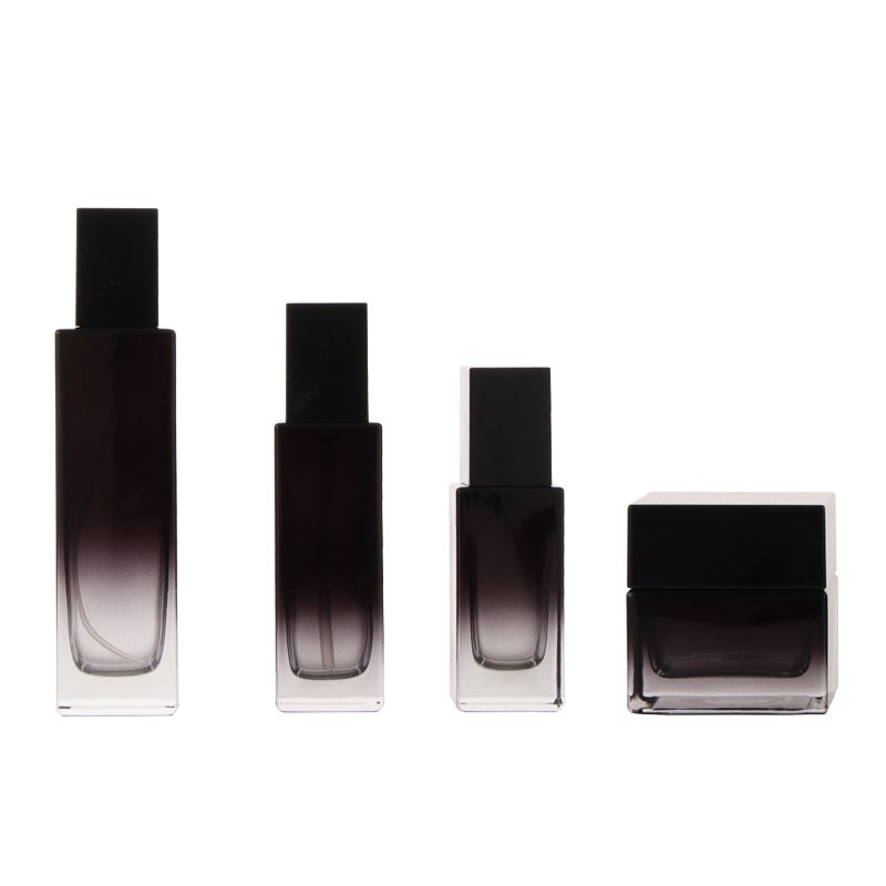 New spot black gradient high-end cosmetic packaging materials glass empty bottles can be small batch silk-screen LOGO