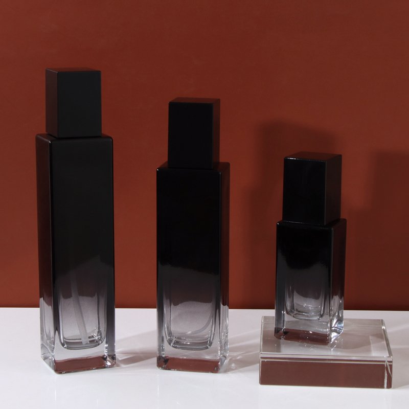 New spot black gradient high-end cosmetic packaging materials glass empty bottles can be small batch silk-screen LOGO