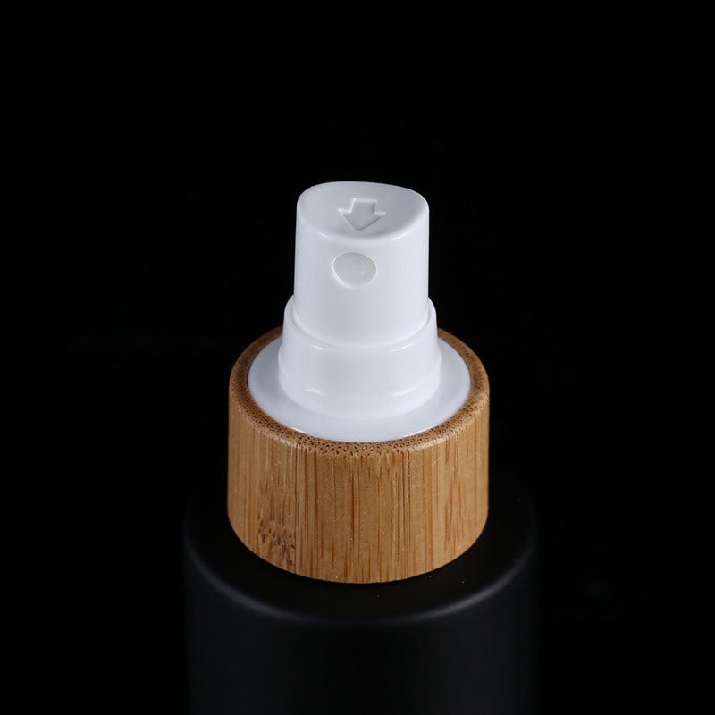 30ML 50ML 100ml 120ML 150ML Black Matte Frosted Cosmetic Pump Bottle Glass Spray Bottle With Bamboo Lid