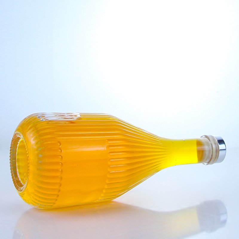 made in Yuncheng with embossed whiskey vodka rum tequila gin spirit glass bottle with cork cap