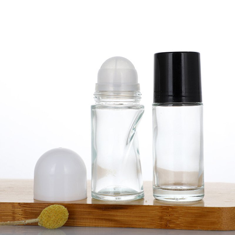 30ml 50ml high quality clear cosmetic packaging roll on glass bottle antiperspirant deodorant skincare empty perfume oil bottle