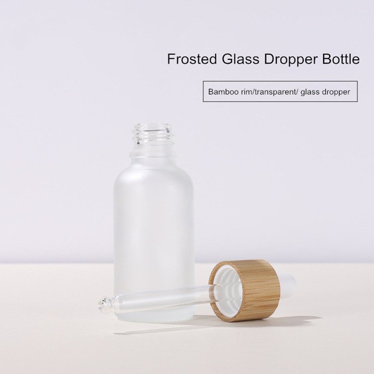 100ml 30ml Frosted Glass Bamboo Essential Oil Bottle with Bamboo Dropper Cap