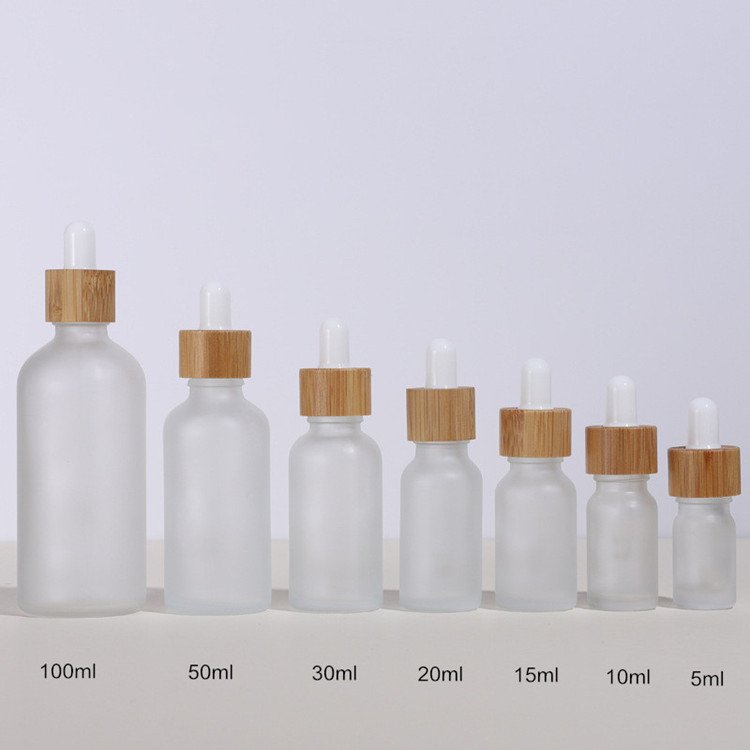 100ml 30ml Frosted Glass Bamboo Essential Oil Bottle with Bamboo Dropper Cap