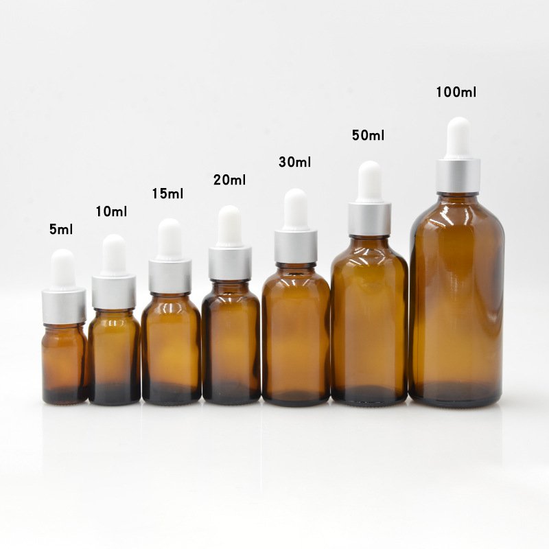 10ml 15ml 20ml 30ml 50ml 100ml Round empty refill perfume atomizer amber dropper pump bottle