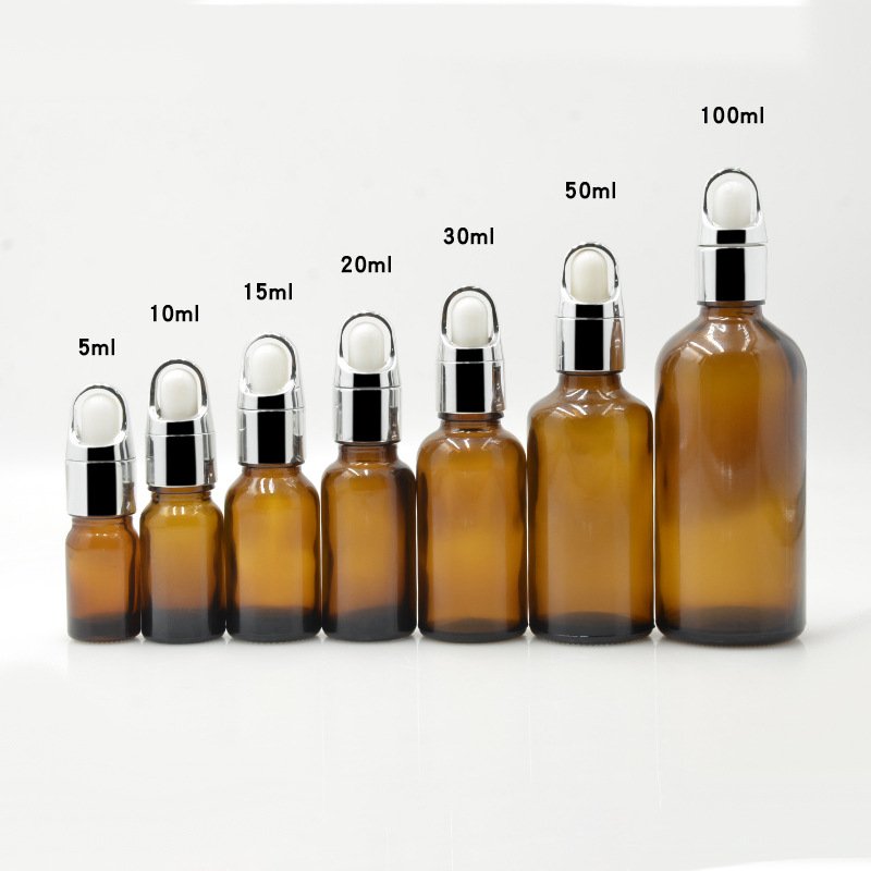 10ml 15ml 20ml 30ml 50ml 100ml Round empty refill perfume atomizer amber dropper pump bottle