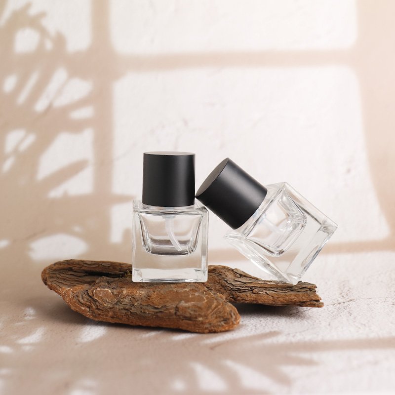30ml square thickened pump head glass bottle with black lid emulsion foundation packaging bottle