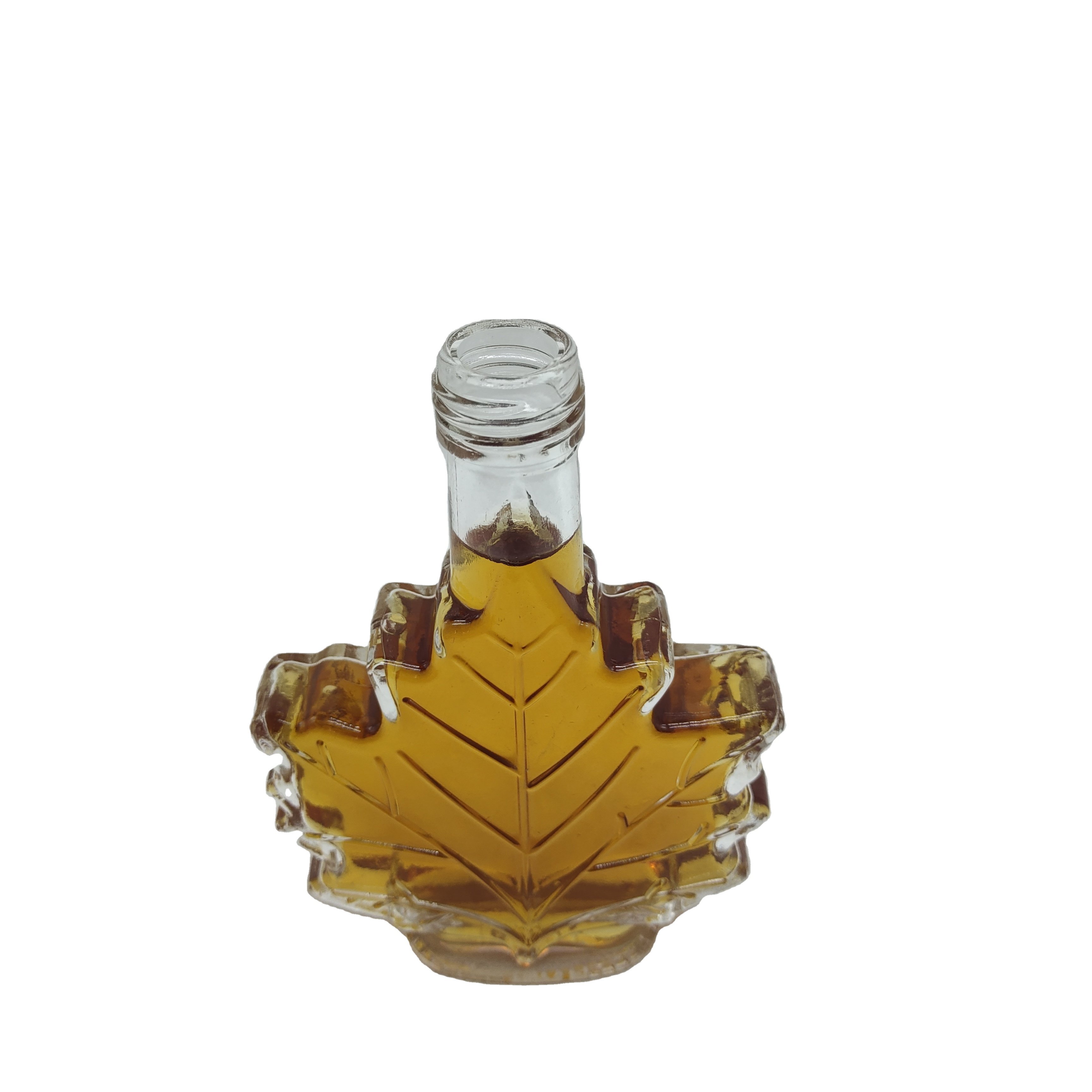 Wholesale Maple Shaped 50ml 100ml 250ml Syrup Drinks Beverage Gin Rum Liquor Wine Glass Bottles