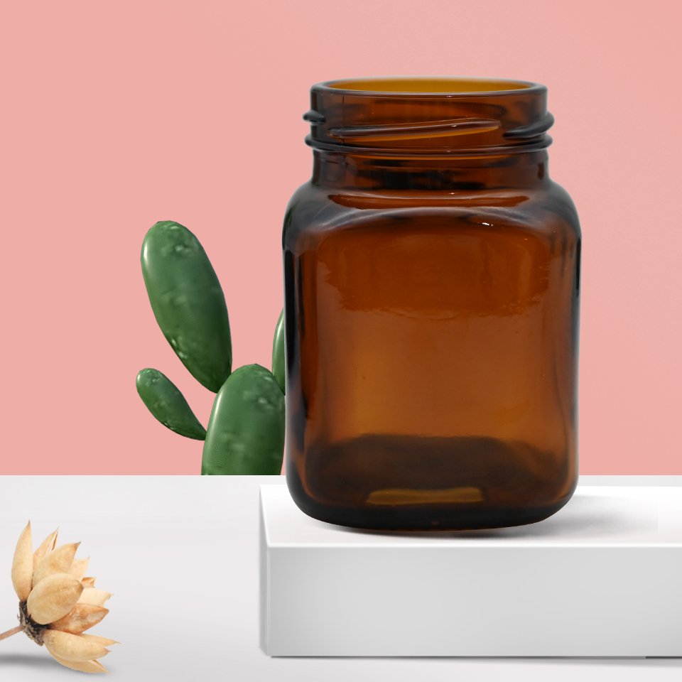 Hot Sale Brown square Packaging for Jar Glass Bottle Customized Color for 185ml 500ml Custom