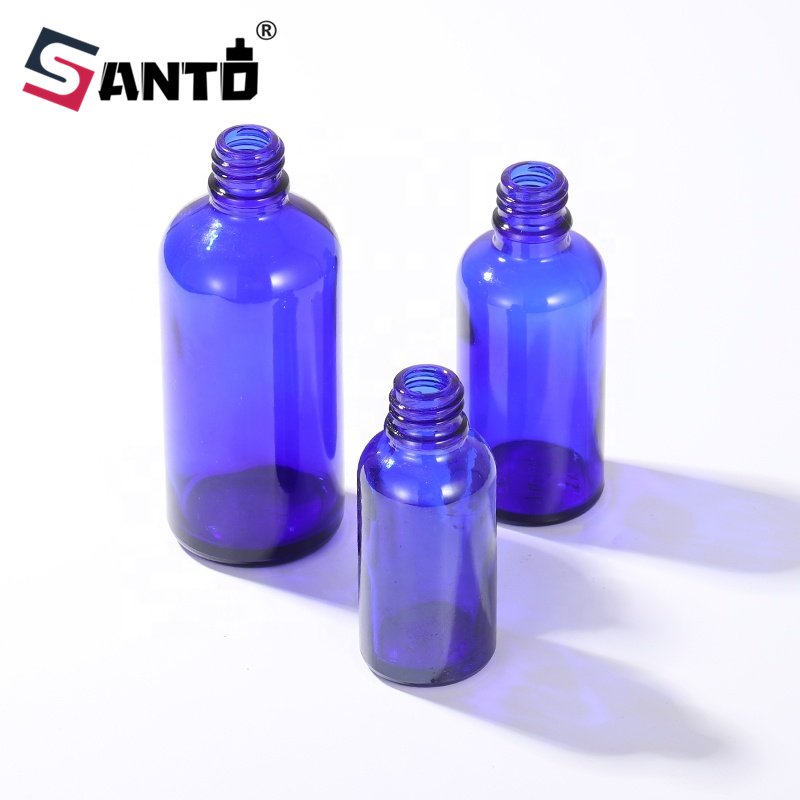 wholesale price blue round 20 ml 30 ml 50 ml emulsion serum glass Pump head bottle