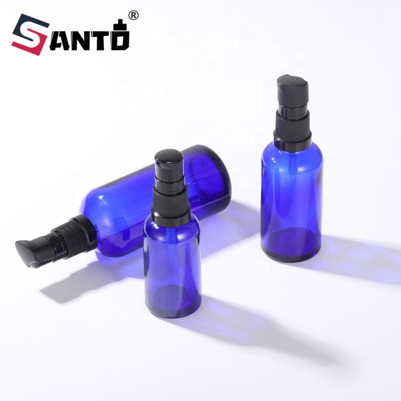 wholesale price blue round 20 ml 30 ml 50 ml emulsion serum glass Pump head bottle