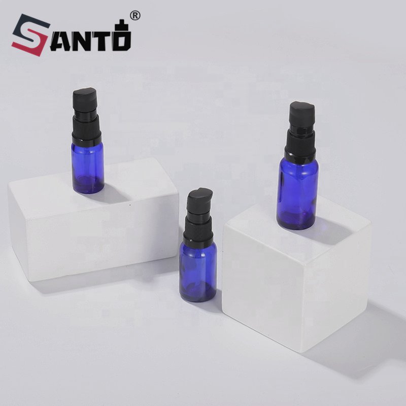 wholesale price blue round 20 ml 30 ml 50 ml emulsion serum glass Pump head bottle