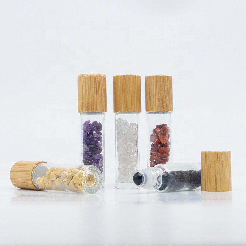 5 10 15ml amber blue clear frost clear Roll On Bottle Bamboo Cap Roller Ball Glass Bottle For Essential Oil Glass Roller Bottle