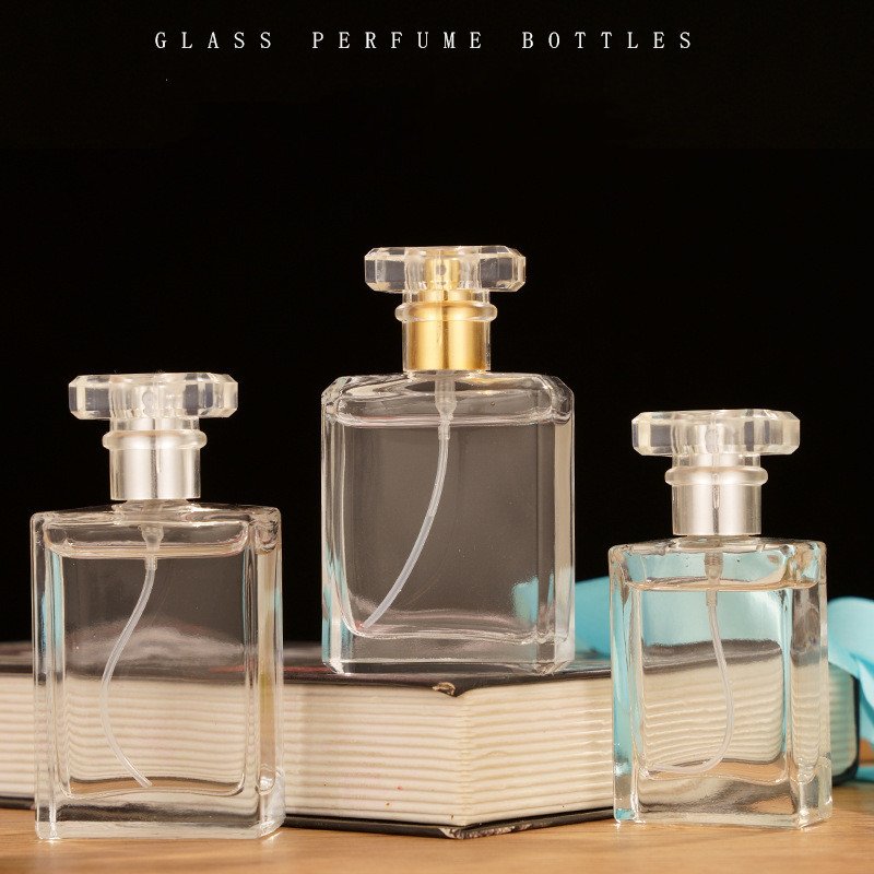 Wholesale 30ml 50 Ml 75ml 100ml Empty Luxury Flat Square Spray Fragrance Parfum Bottle Black Refillable Perfume Glass Bottle