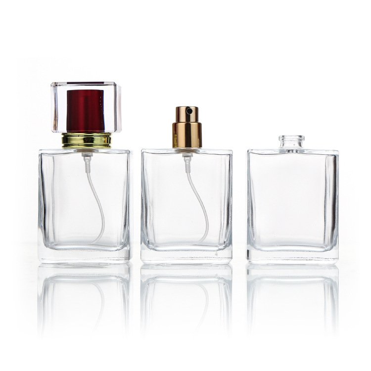 20ml 30ml 50ml 100ml Wholesale Empty Flat Square Men Fragrance Black Perfume Bottle 50ml Manufacturer with Box