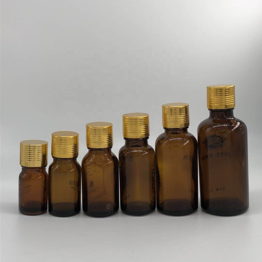 Manufacturers stock 5ml drop stopper essential oil bottle for skin care, amber glass bottle, screen printing