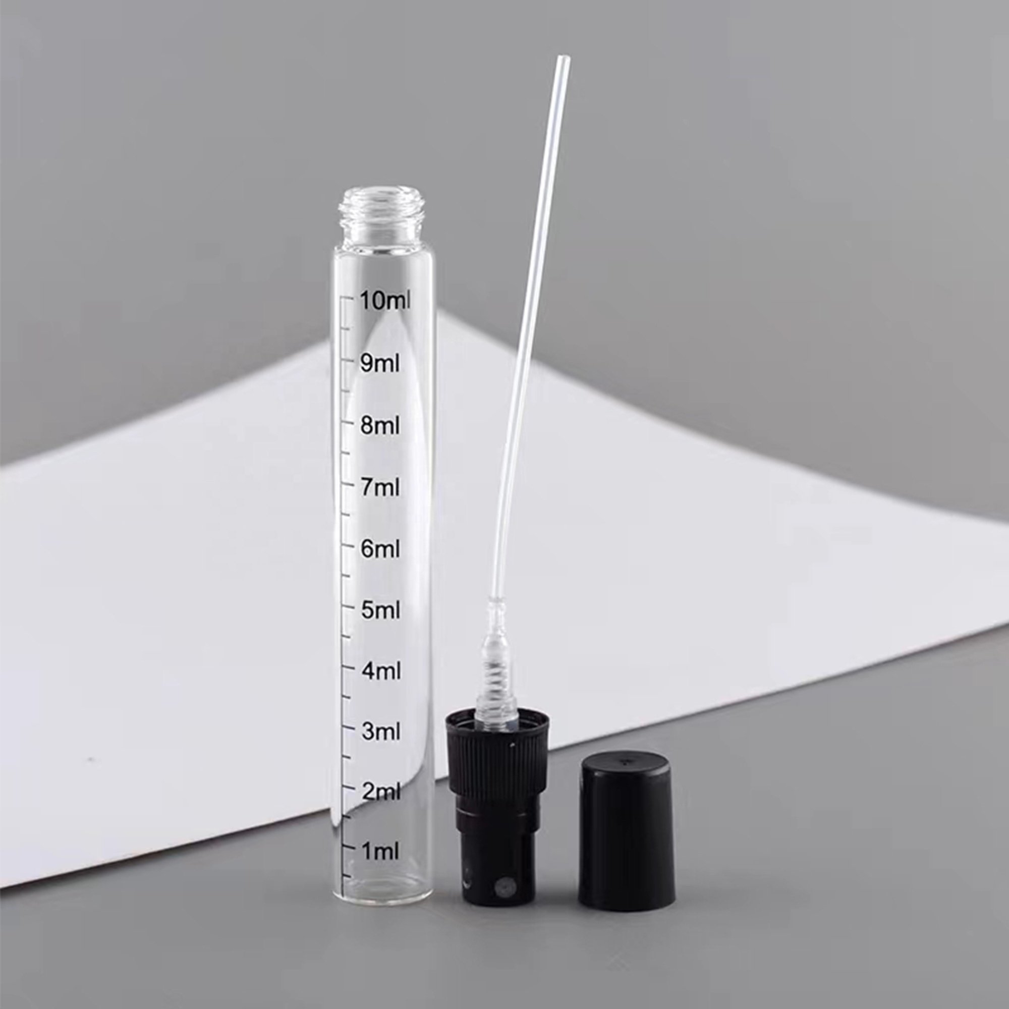 Small Atomizer Portable 3ml 5ml 10ml Glass Sample Vials Perfume Bottle With Black Plastic Mist Spray Pump