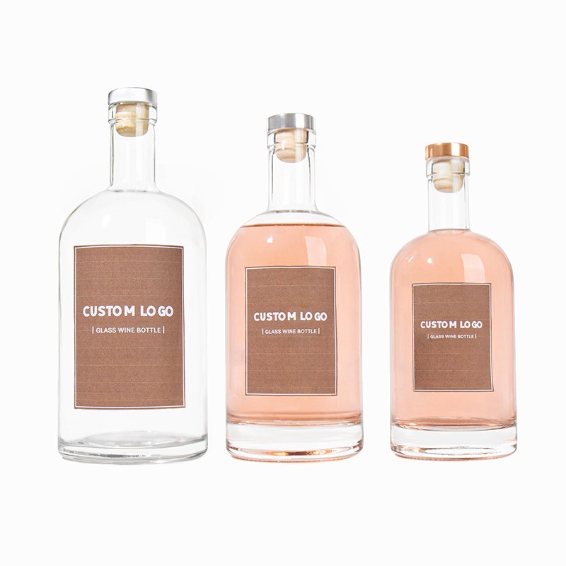 Wholesale 500ml 700ml 750ml 1 Liter Round bottles glass Empty Gin Vodka Whiskey glass Liquor bottle Gin glass bottle With Lid