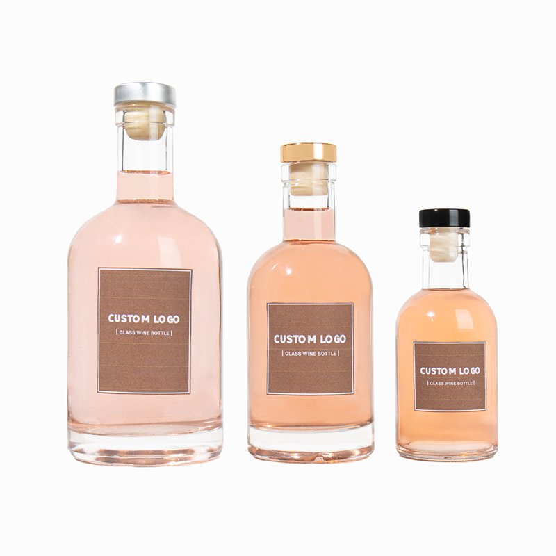 Wholesale 500ml 700ml 750ml 1 Liter Round bottles glass Empty Gin Vodka Whiskey glass Liquor bottle Gin glass bottle With Lid