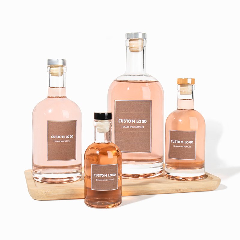 Wholesale 500ml 700ml 750ml 1 Liter Round bottles glass Empty Gin Vodka Whiskey glass Liquor bottle Gin glass bottle With Lid