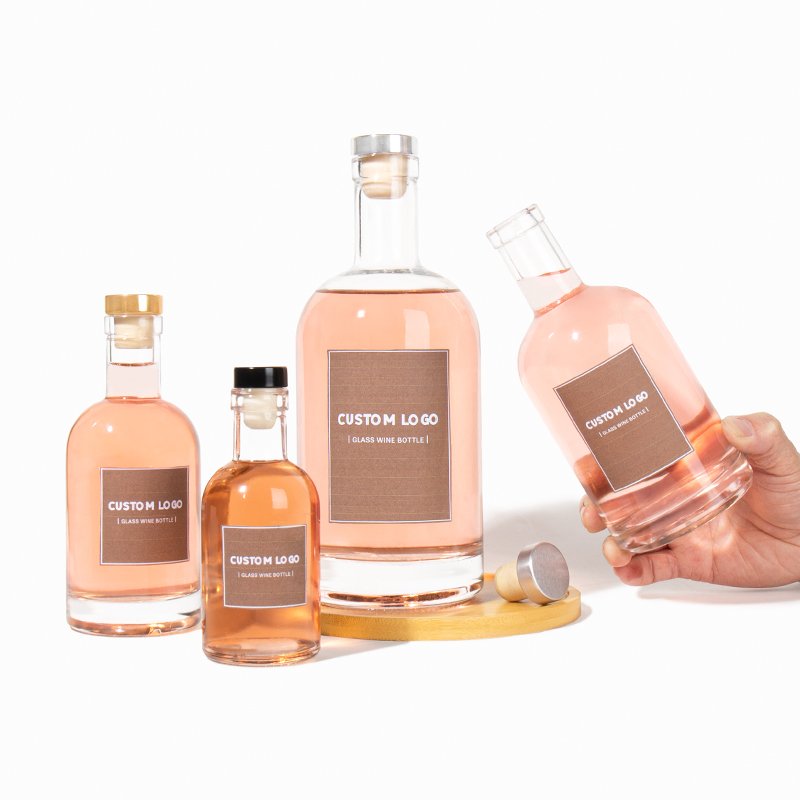 Wholesale 500ml 700ml 750ml 1 Liter Round bottles glass Empty Gin Vodka Whiskey glass Liquor bottle Gin glass bottle With Lid