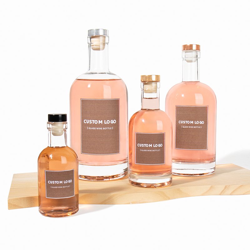 Wholesale 500ml 700ml 750ml 1 Liter Round bottles glass Empty Gin Vodka Whiskey glass Liquor bottle Gin glass bottle With Lid