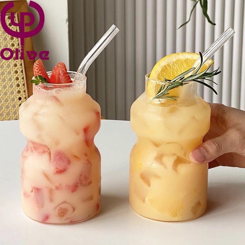 Creative ins lactobacillus water glass set high borosilicate heat-resistant water glass fancy water glass bottle 300ml