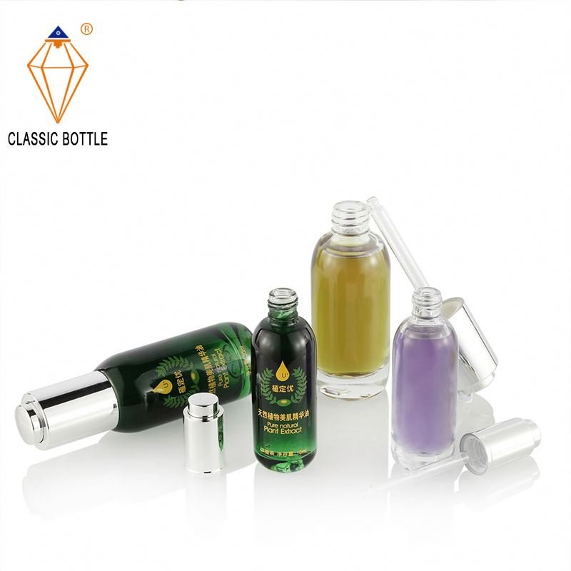 Stock cosmetic bottle 1/2 oz empty glass dropper serum bottle 15ml 1oz gold essential oil glass bottles packing 30ml