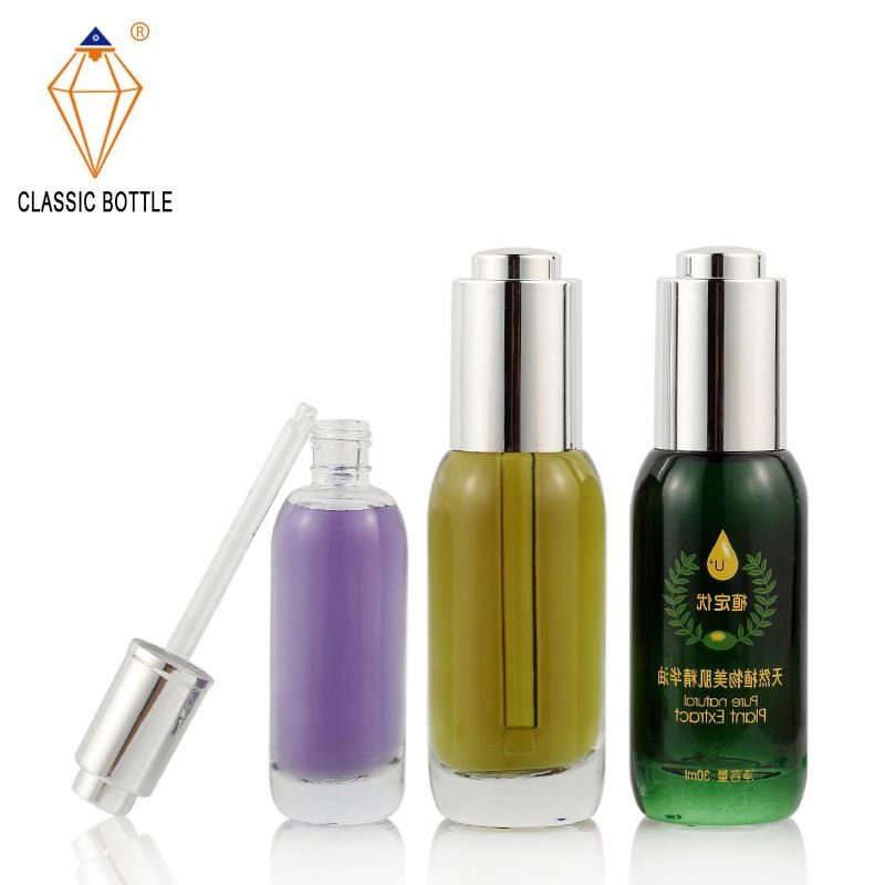 Stock cosmetic bottle 1/2 oz empty glass dropper serum bottle 15ml 1oz gold essential oil glass bottles packing 30ml
