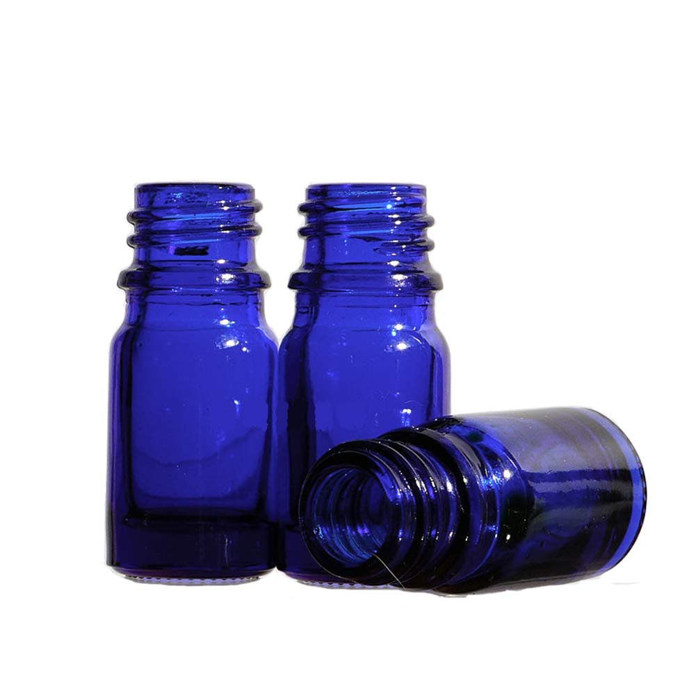 5ml Cobalt Blue Glass Bottle Empty Refillable Vials Black Dropper Cap Essential Oil Bottles glass bottles with lids