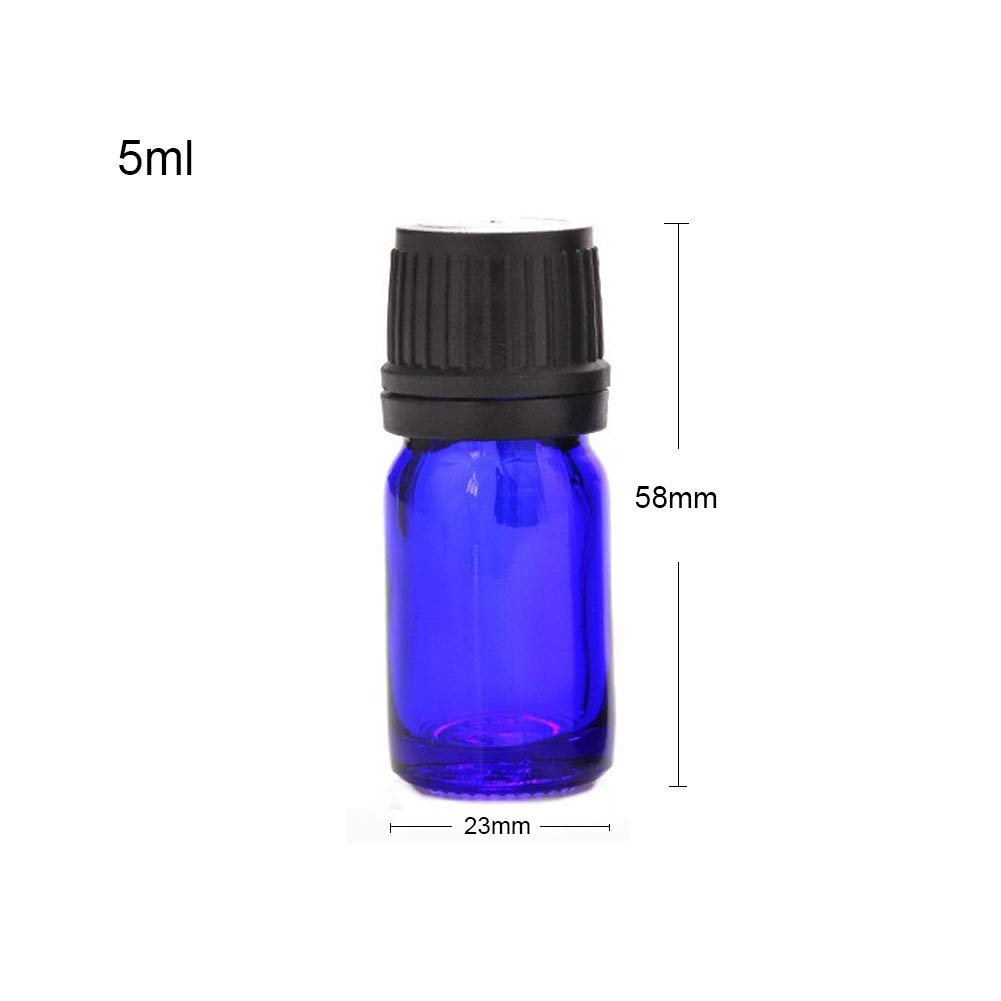5ml Cobalt Blue Glass Bottle Empty Refillable Vials Black Dropper Cap Essential Oil Bottles glass bottles with lids