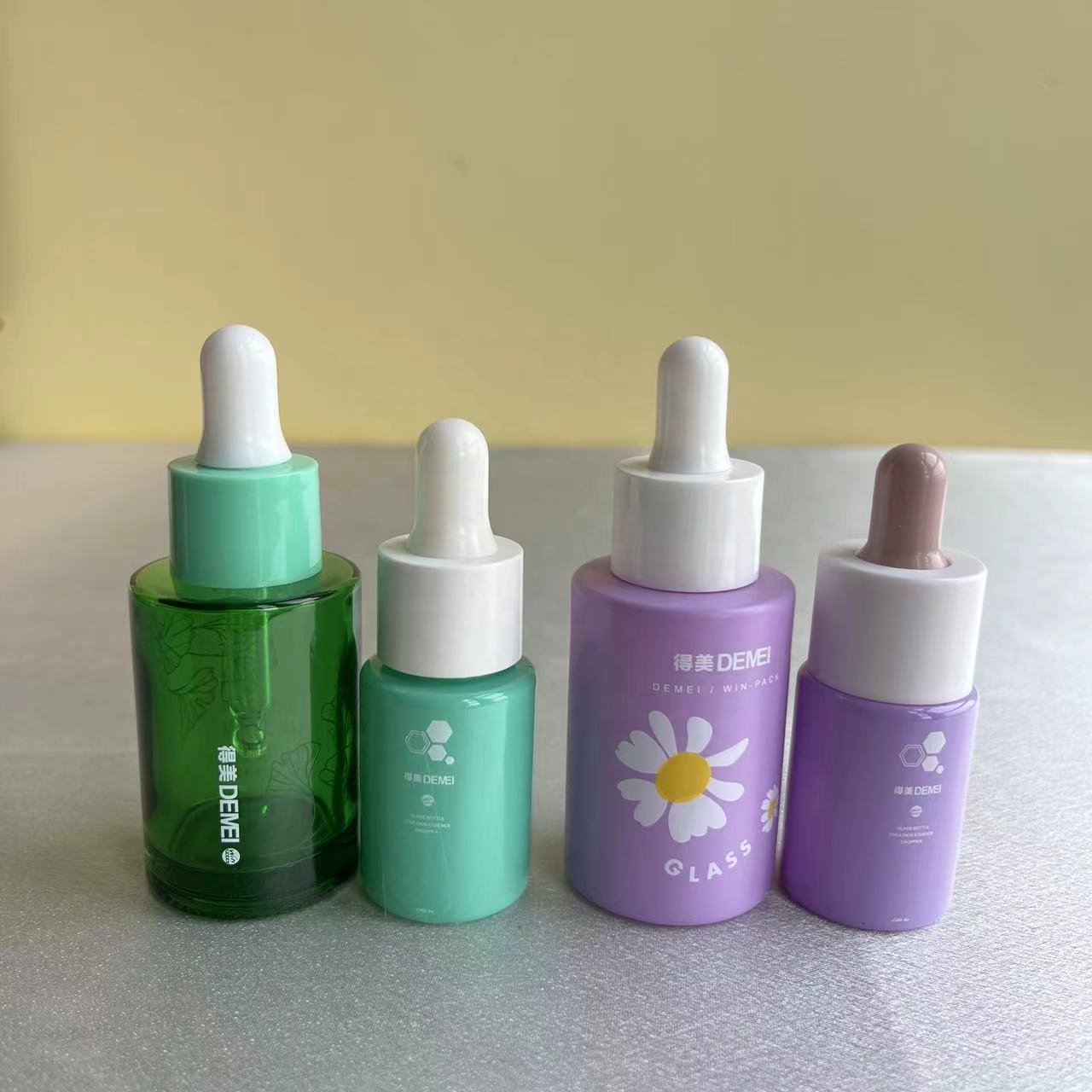 Luxury Macaron cylinder 30ml glass dropper bottle for essential oil/skincare