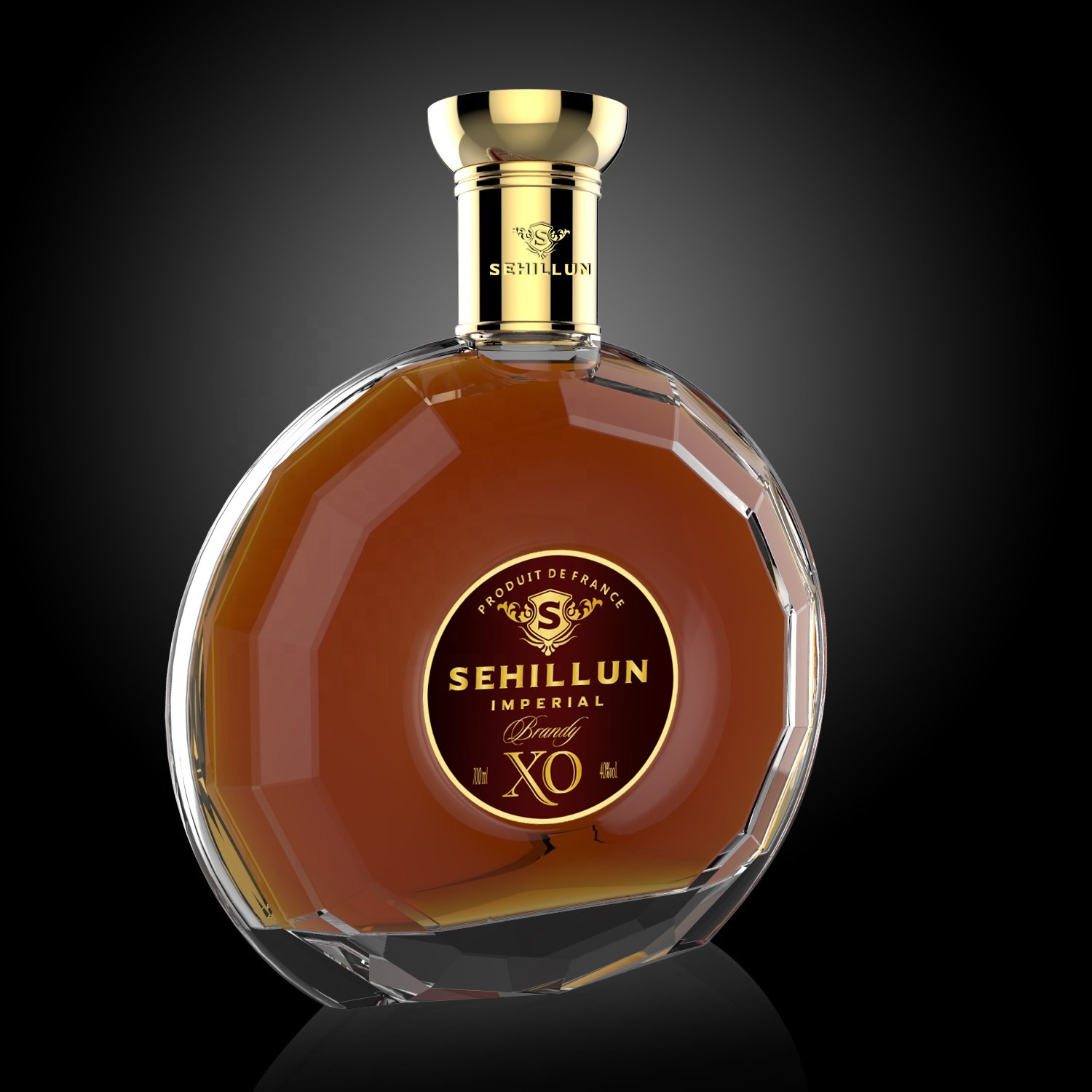 Low MOQ 750ml Round Shape Custom Luxury Frosted Clear Whisky Vodka Brandy Wine Glass Bottle