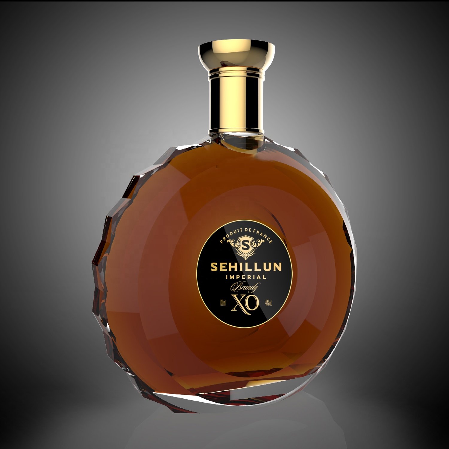 Low MOQ 750ml Round Shape Custom Luxury Frosted Clear Whisky Vodka Brandy Wine Glass Bottle