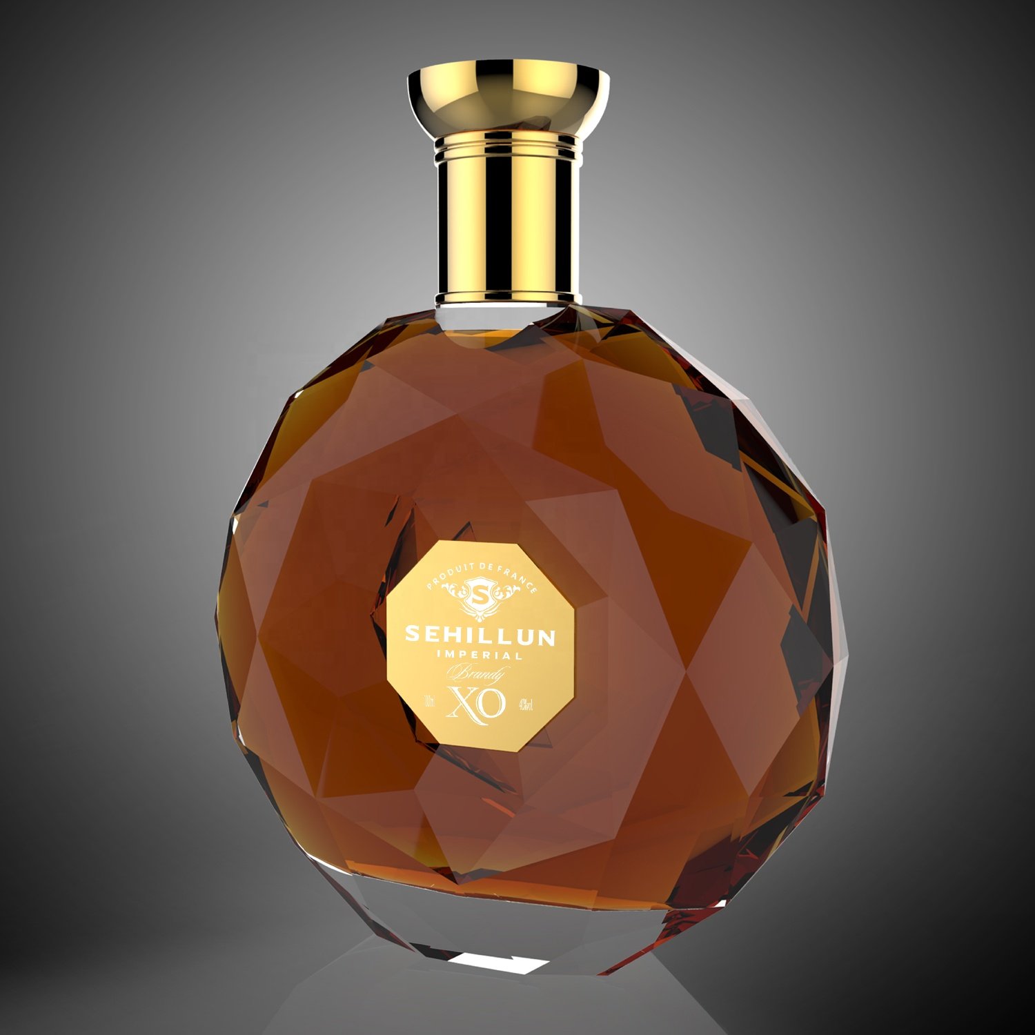 Low MOQ 750ml Round Shape Custom Luxury Frosted Clear Whisky Vodka Brandy Wine Glass Bottle
