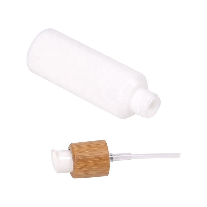 Inclined shoulder glass bottle 30 ml 50 ml white glass bottle 100 ml 120 ml glass bottle and 50 ml glass jar with bamboo lid