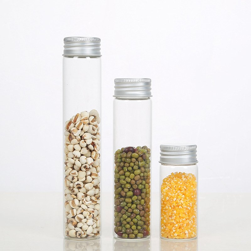 Sample Bottle For Candy Storage As Bath Salt Containers Laboratory Borosilicate Glass Tea Test Tube With Hand Aluminum ScrewCap