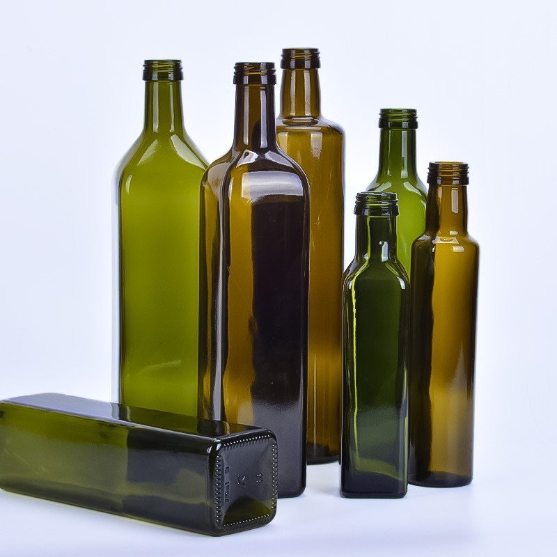 olive oil bottle 250ml500ml750mlEmpty Square Round Clear Dark Green Brown Marasca Amber Cooking Olive Oil Glass Bottles