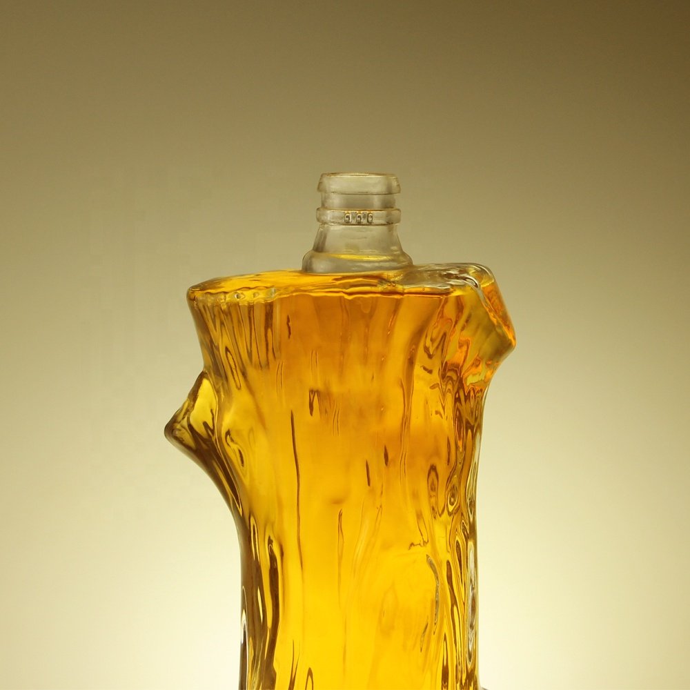 Timber Pile Design 500ml Clear Botellas de Vidrio Tequila Whisky Vodka Liquor Glass Bottle With ROPP Cap