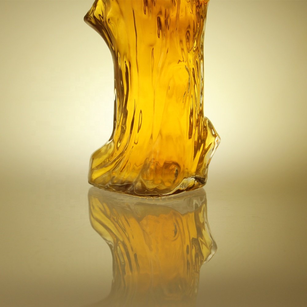 Timber Pile Design 500ml Clear Botellas de Vidrio Tequila Whisky Vodka Liquor Glass Bottle With ROPP Cap