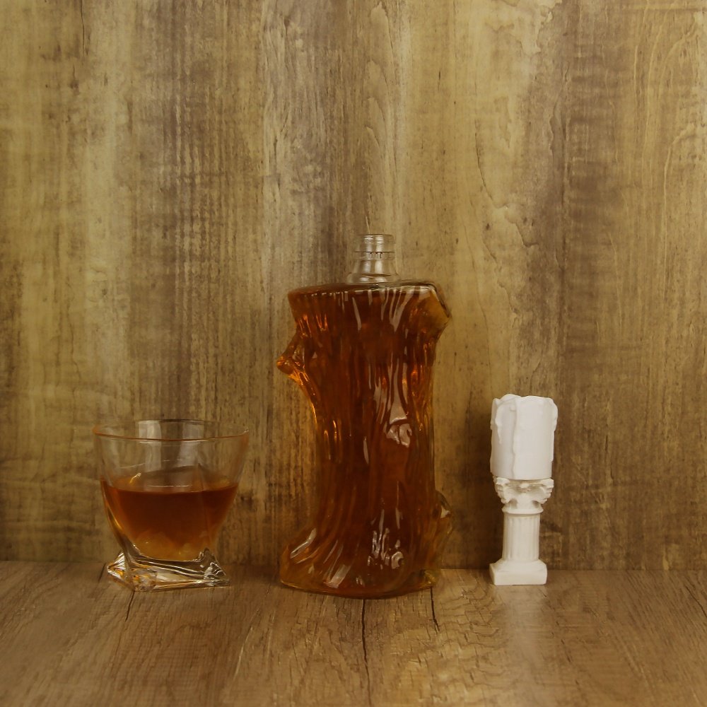 Timber Pile Design 500ml Clear Botellas de Vidrio Tequila Whisky Vodka Liquor Glass Bottle With ROPP Cap