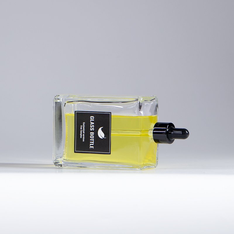 100ml empty square manufacturer shin care essential serum glass bottle with dropper