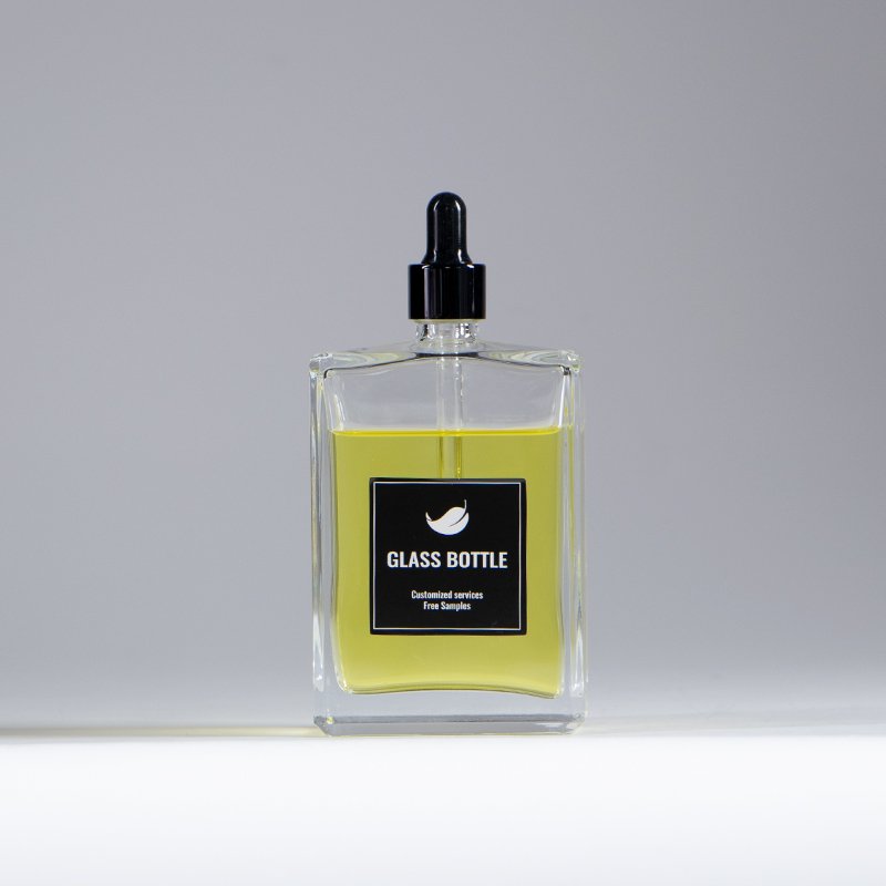 100ml empty square manufacturer shin care essential serum glass bottle with dropper