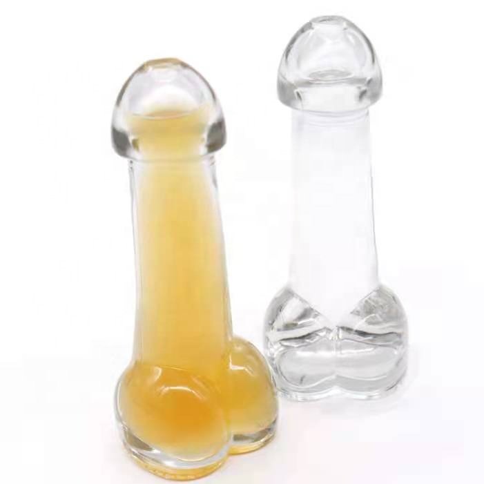 Glass Bottle Penis Shape 100ml Schnapps Liquor Gin with lid Whisky party 0.1L