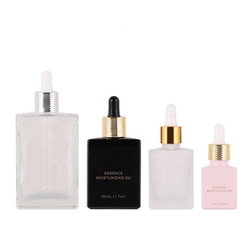 1oz Rectangular Essential Oil Bottles Beards 15ml 30ml 50ml 100ml Frosted Matte Black Square Glass Bottle Cosmetics