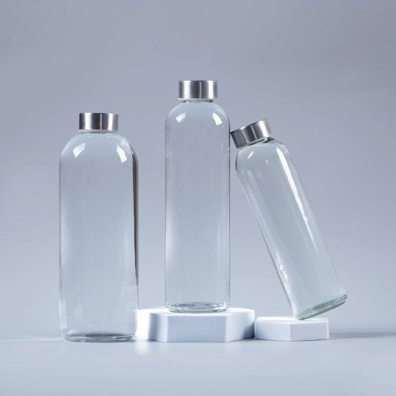 500ml outdoor usage empty transparent glass water bottle screw cap for drinking wholesale