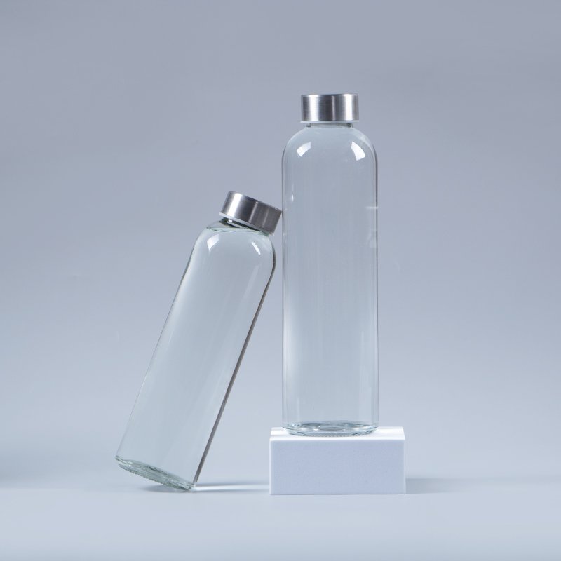 500ml outdoor usage empty transparent glass water bottle screw cap for drinking wholesale