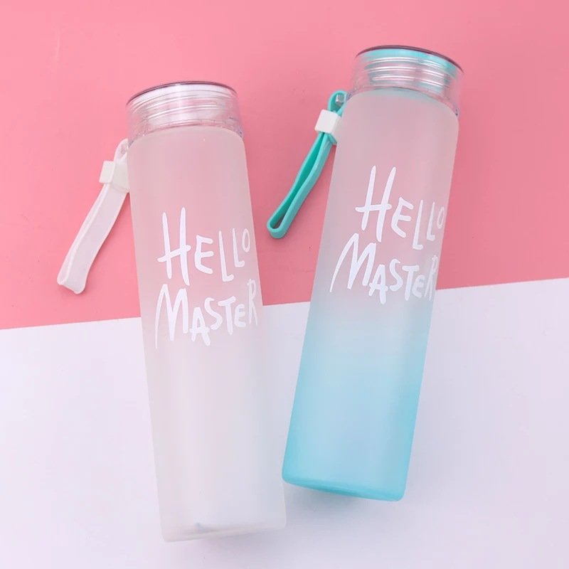 Wholesale Custom Logo Letter Water Cup Colorful Frosted Color Changing Glass Drinking Water Bottle with Lid