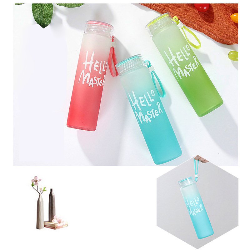 Wholesale Custom Logo Letter Water Cup Colorful Frosted Color Changing Glass Drinking Water Bottle with Lid