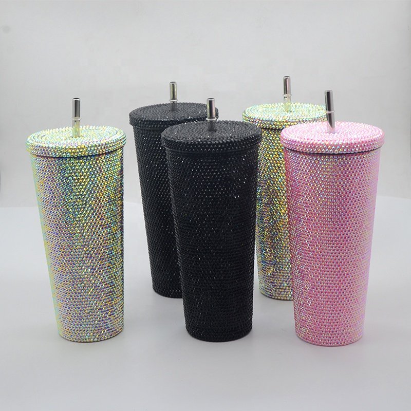 Diamond Bling Rhinestone Stainless Steel Double Wall Travel Glitter Tumbler 750 ml 304 stainless steel diamond coffee cup